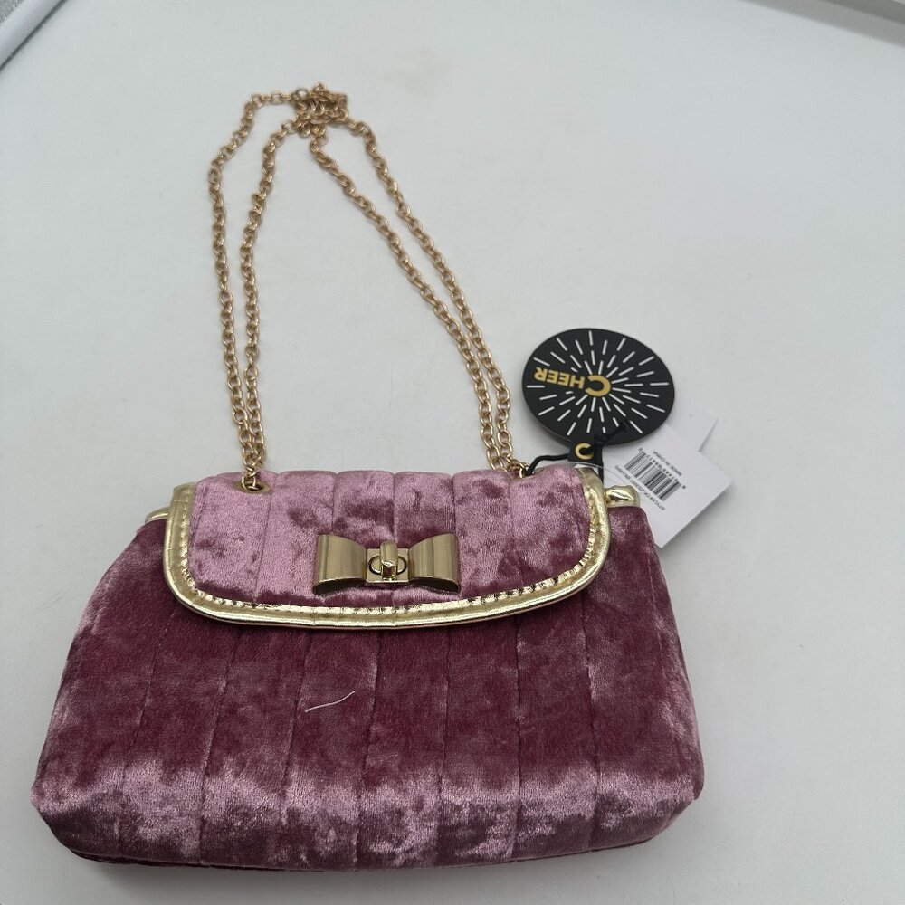 New NWT Olivia Miller Small Pink Velvet Purse Handbag Cheer